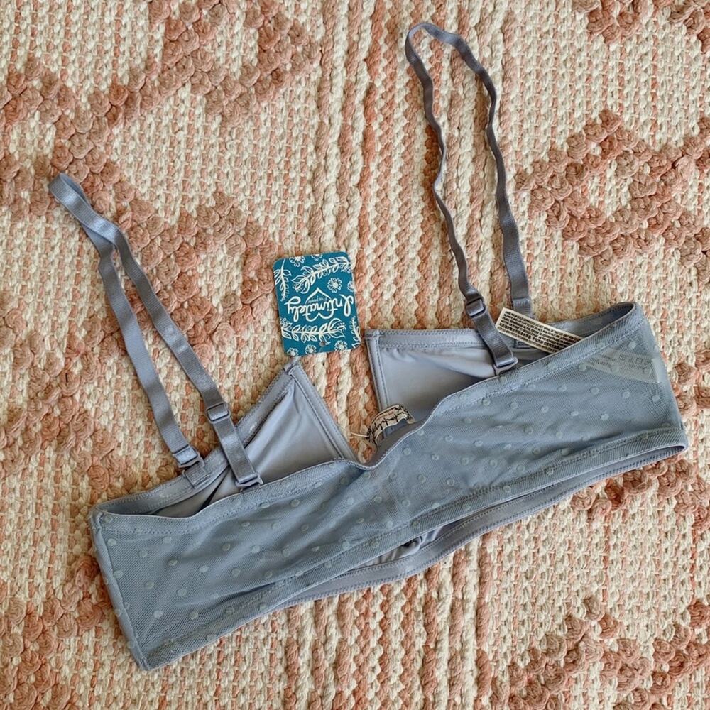 Light Blue Rain Free People Mesh Polka Dot Sierra Bandeau Bralette XS - Picture 7 of 10